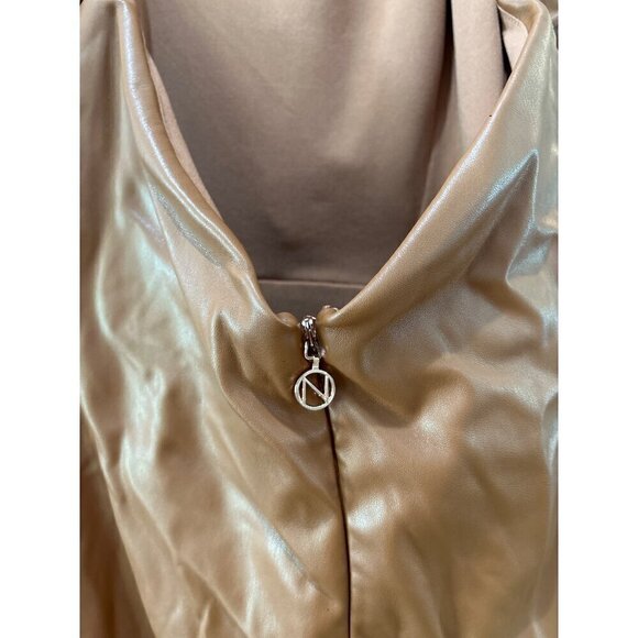 Nookie Rebel Faux Leather Halter Mini Dress Tan Womens Size Medium - Picture 9 of 12